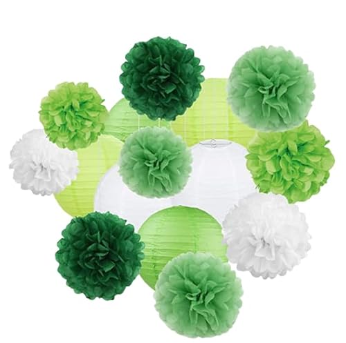 Namzi 30 Stück Papierlaternen, Blumenkugel-Kombinationsset, hängende runde Papierlaternen, Dekoration für Party, Hochzeit, Geburtstag, Heimdekoration, grüne Serie Namzi 30 Stück Papierlaternen, Blumenkugel-Kombinationsset, hängende runde Papierlaternen, Dekoration für Party, Hochzeit, Geburtstag, Heimdekoration, grüne Serie von Namzi