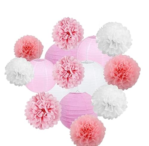 Namzi 30 Stück Papierlaternen, Blumenkugel-Kombinationsset, hängende runde Papierlaternen, Dekoration für Party, Hochzeit, Geburtstag, Heimdekoration, rosa Serie Namzi 30 Stück Papierlaternen, Blumenkugel-Kombinationsset, hängende runde Papierlaternen, Dekoration für Party, Hochzeit, Geburtstag, Heimdekoration, rosa Serie von Namzi