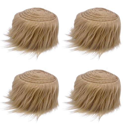 Namzi 4 x Weihnachts-Kunstfell-Bordüre, Stoffrolle für Weihnachtsbaumdekoration oder Kranzschleifen, 150 x 5 cm (Khaki) von Namzi