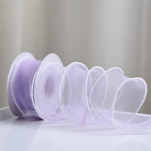 Namzi 40 mm breites Seiden-Organzaband mit Perlenrand, Spitzenmaterial für Haarschmuck, Nähstoff, Kleidung, Dekoration, handgefertigtes Zubehör (Farbe: Hellviolett, Größe: Länge 4,5 m) von Namzi