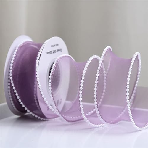 Namzi 40 mm breites Seiden-Organzaband mit Perlenrand, Spitzenmaterial für Haarschmuck, Nähstoff, Kleidung, Dekoration, handgefertigtes Zubehör (Farbe: Traubenviolett, Größe: Länge 4,5 m) von Namzi