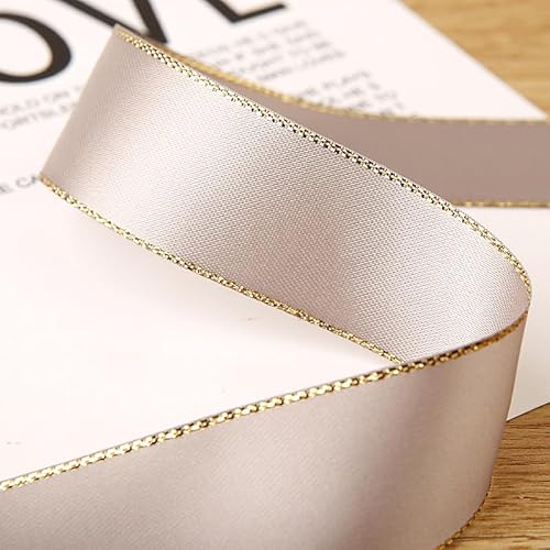 Namzi 45,7 m langes Polyester-Satinband mit metallischem Rand, goldfarbener Rand, für Urlaubsdekoration, Geschenkverpackung, Verpackung, A06 Namzi 45,7 m langes Polyester-Satinband mit metallischem Rand, goldfarbener Rand, für Urlaubsdekoration, Geschenkverpackung, Verpackung, A06 von Namzi