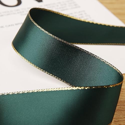 Namzi 45,7 m langes Polyester-Satinband mit metallischem Rand, goldfarbener Rand, für Urlaubsdekoration, Geschenkverpackung, Verpackung, A12 Namzi 45,7 m langes Polyester-Satinband mit metallischem Rand, goldfarbener Rand, für Urlaubsdekoration, Geschenkverpackung, Verpackung, A12 von Namzi