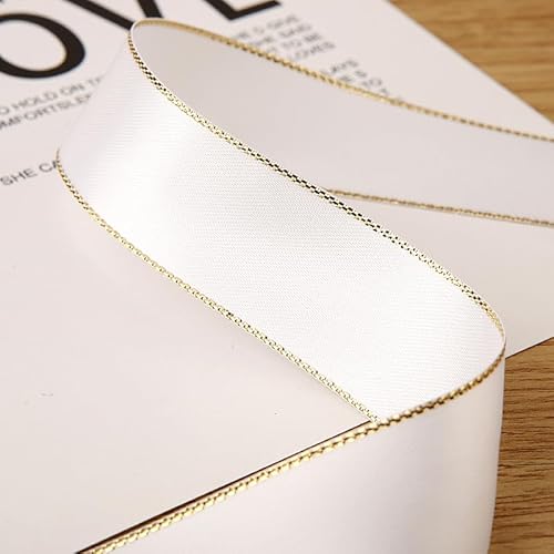Namzi 45,7 m langes Polyester-Satinband mit metallischem Rand, goldfarbener Rand, für Urlaubsdekoration, Geschenkverpackung, Verpackung - A01 Namzi 45,7 m langes Polyester-Satinband mit metallischem Rand, goldfarbener Rand, für Urlaubsdekoration, Geschenkverpackung, Verpackung - A01 von Namzi