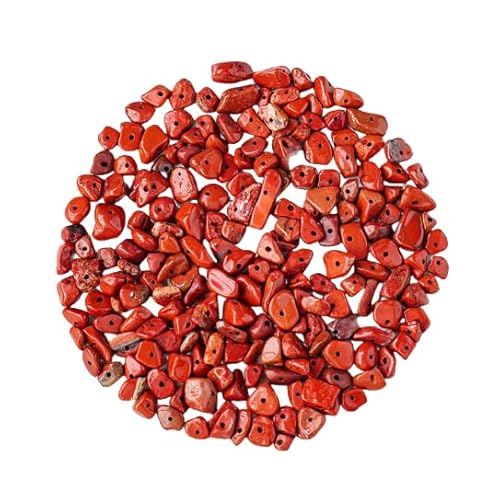 Namzi 5 Stück roter, natürlicher Kristall, unregelmäßig mit Löchern, 5–7 mm, natürlicher Schotter, DIY-Armband, Halskette, Zubehör von Namzi