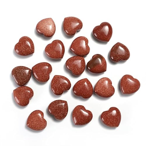 Namzi 50 Stück Pfirsichherz Dekoration ohne Löcher, Naturgold Sandstein 20mm, herzförmiger Naturstein für Herren und Damen, dekoratives Zubehör von Namzi