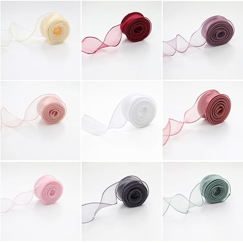 Namzi 9,1 m, 40 mm gewelltes Seiden-Gaze-Organzaband, Schleifenmaterial für Haarschmuck, Geschenkverpackung, Dekoration, Spitzenbänder (Farbe: Creme, Größe: 40 mm) von Namzi