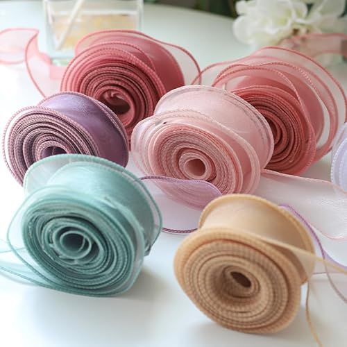 Namzi 9,1 m 40 mm Wellenseiden-Gaze-Organzaband, Schleifenmaterial für Haarschmuck, Geschenkverpackung, Dekoration, Spitzenbänder (Farbe: Lila, Größe: 40 mm) A von Namzi