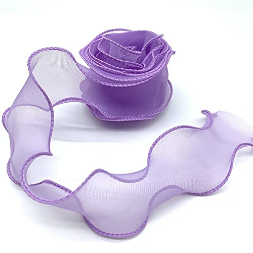 Namzi 9,1 m 40 mm Wellenseiden-Gaze-Organzaband, Schleifenmaterial für Haarschmuck, Geschenkverpackung, Dekoration, Spitzenbänder (Farbe: Lila, Größe: 40 mm) B von Namzi