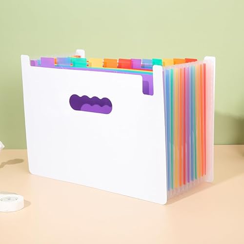 Namzi Akkordeon-Aktenordner, 13 Fächer, Fächermappe, tragbar, monatliche Papierrechnung, Steuerbeleg-Organizer, Brief-A4-Format, Dokumentenhalter, Weiß, Regenbogen, 2 Stück Namzi Akkordeon-Aktenordner, 13 Fächer, Fächermappe, tragbar, monatliche Papierrechnung, Steuerbeleg-Organizer, Brief-A4-Format, Dokumentenhalter, Weiß, Regenbogen, 2 Stück von Namzi