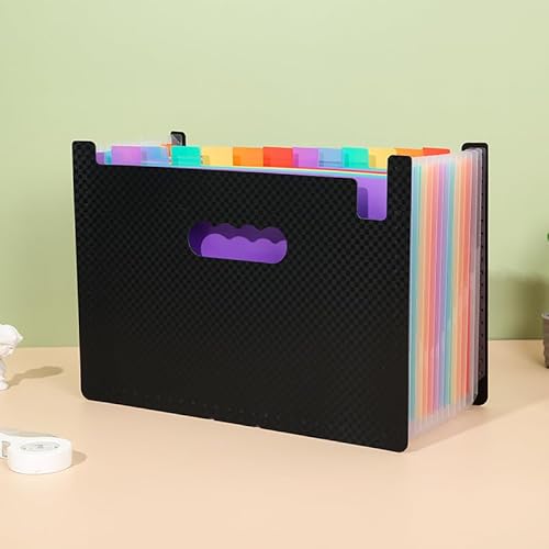 Namzi Akkordeon-Aktenordner, 13 Fächer, Fächermappe, tragbar, monatliche Papierrechnung, Steuerbeleg-Organizer, Brief-A4-Format, Dokumentenhalter, schwarz, kariert, Regenbogen Namzi Akkordeon-Aktenordner, 13 Fächer, Fächermappe, tragbar, monatliche Papierrechnung, Steuerbeleg-Organizer, Brief-A4-Format, Dokumentenhalter, schwarz, kariert, Regenbogen von Namzi