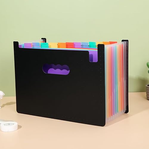 Namzi Akkordeon-Aktenordner, 13 Fächer, Fächermappe, tragbar, monatliche Papierrechnung, Steuerbeleg-Organizer, Brief-A4-Format, Dokumentenhalter, schwarzer Regenbogen, 2 Stück Namzi Akkordeon-Aktenordner, 13 Fächer, Fächermappe, tragbar, monatliche Papierrechnung, Steuerbeleg-Organizer, Brief-A4-Format, Dokumentenhalter, schwarzer Regenbogen, 2 Stück von Namzi