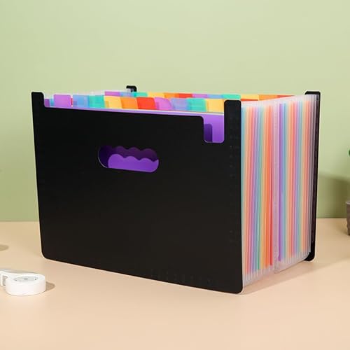 Namzi Akkordeon-Aktenordner, 25 Fächer, Fächermappe, tragbar, monatliche Papierrechnung, Steuerbeleg-Organizer, Brief-A4-Format, Dokumentenhalter, schwarzer Regenbogen Namzi Akkordeon-Aktenordner, 25 Fächer, Fächermappe, tragbar, monatliche Papierrechnung, Steuerbeleg-Organizer, Brief-A4-Format, Dokumentenhalter, schwarzer Regenbogen von Namzi