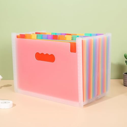 Namzi Akkordeon-Aktenordner, 25 Fächer, Fächermappe, tragbar, monatliche Papierrechnung, Steuerbeleg-Organizer, Brief-A4-Format, transparenter Regenbogen Namzi Akkordeon-Aktenordner, 25 Fächer, Fächermappe, tragbar, monatliche Papierrechnung, Steuerbeleg-Organizer, Brief-A4-Format, transparenter Regenbogen von Namzi
