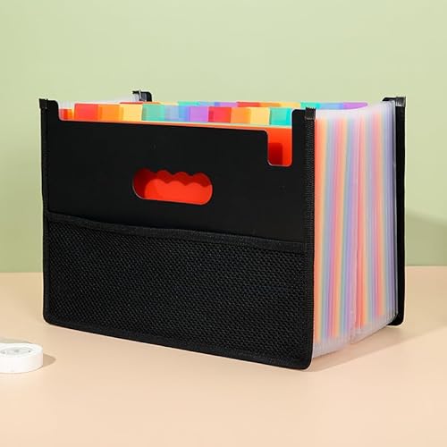 Namzi Akkordeon-Aktenordner, 25 Fächer, Fächermappe, tragbar, monatliche Papierrechnung, Steuerbeleg-Organizer, Brief-A4-Größe, Dokumentenhalter, Regenbogen-schwarze Netztasche, 2 Stück Namzi Akkordeon-Aktenordner, 25 Fächer, Fächermappe, tragbar, monatliche Papierrechnung, Steuerbeleg-Organizer, Brief-A4-Größe, Dokumentenhalter, Regenbogen-schwarze Netztasche, 2 Stück von Namzi