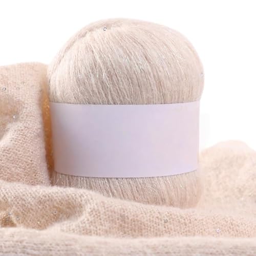 Namzi Beige Pailletten-Mohair-Garn, 50 g, Stricken, Häkeln, Schals, glitzerndes Bastelbedarf von Namzi
