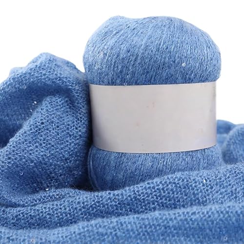 Namzi Blaues Pailletten-Mohair-Garn, 50 g, Stricken, Häkeln, Schals, glitzerndes Bastelzubehör von Namzi