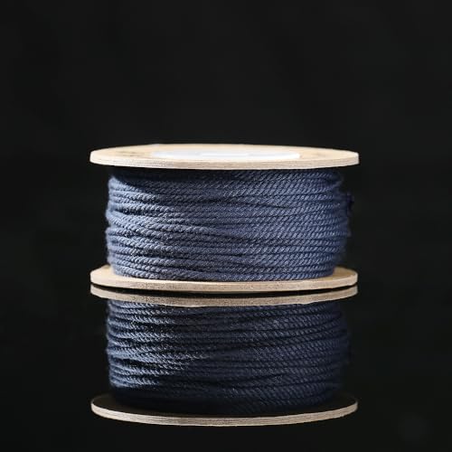 Namzi Dunkelblau gesponnenes Baumwollgarn, 2 Rollen, 24 Stränge, 1,2 mm, für Bastelarbeiten, Häkeln, Stricken, handgefertigte Projekte von Namzi