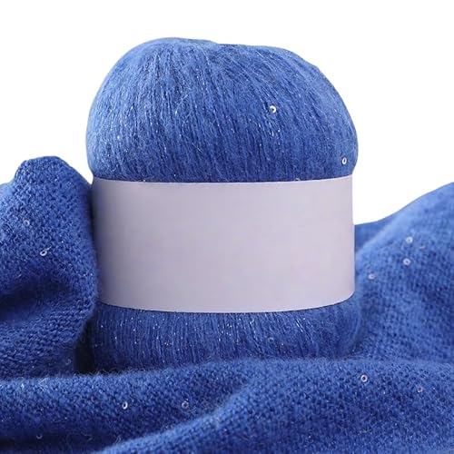 Namzi Dunkelblaues Pailletten-Mohair-Garn, 50 g, Stricken, Häkeln, Schals, glitzerndes Bastelzubehör Namzi Dunkelblaues Pailletten-Mohair-Garn, 50 g, Stricken, Häkeln, Schals, glitzerndes Bastelzubehör von Namzi