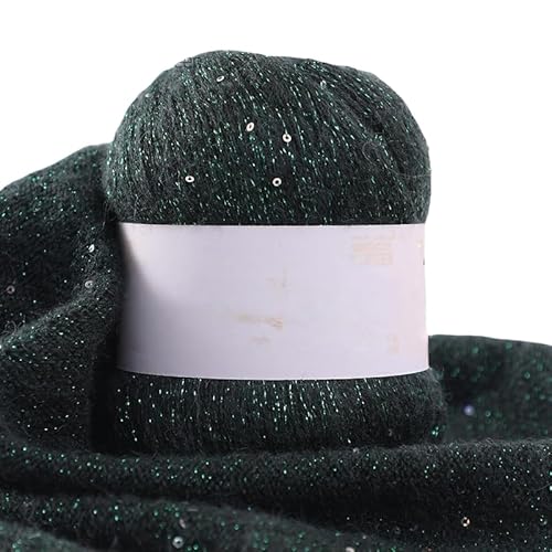 Namzi Dunkelgrünes Pailletten-Mohair-Garn, 50 g, Stricken, Häkeln, Schals, glitzerndes Bastelzubehör von Namzi