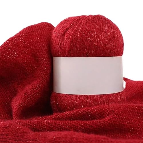 Namzi Dunkelrotes Pailletten-Mohair-Garn, 50 g, Stricken, Häkeln, Schals, glitzerndes Bastelzubehör Namzi Dunkelrotes Pailletten-Mohair-Garn, 50 g, Stricken, Häkeln, Schals, glitzerndes Bastelzubehör von Namzi
