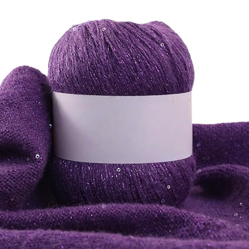 Namzi Dunkelviolettes Pailletten-Mohair-Garn, 50 g, zum Stricken, Häkeln, Schals, glitzerndes Bastelzubehör Namzi Dunkelviolettes Pailletten-Mohair-Garn, 50 g, zum Stricken, Häkeln, Schals, glitzerndes Bastelzubehör von Namzi
