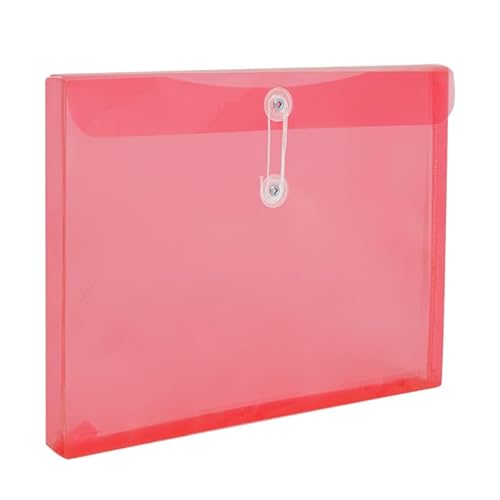 Namzi Erweiterbare Umschläge aus Kunststoff mit Schnürverschluss, transparente Aktenordner, Poly-Projektpapier, Dokumenten-Organizer für Büro, Schule, Zuhause, 12 Stück, Rot von Namzi