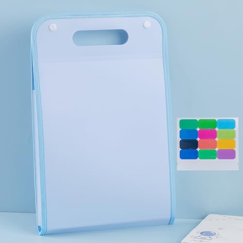 Namzi Erweiterter wasserdichter Ordner, vertikaler A4-Aktenordner mit Griff, tragbar, vertikal, A4, Handgepäcktasche, transparente Kunststofftaschen, Umschlag (blau), 2 Stück von Namzi
