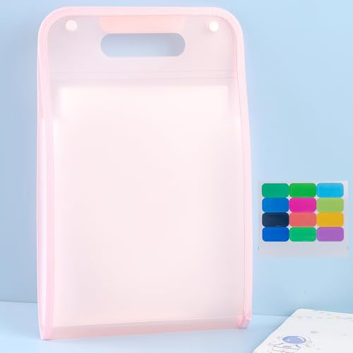 Namzi Erweiterter wasserdichter Ordner, vertikaler A4-Aktenordner mit Griff, tragbar, vertikal, A4, Handgepäcktasche, transparenter Kunststoffumschlag, 2 Stück (Pink A) von Namzi