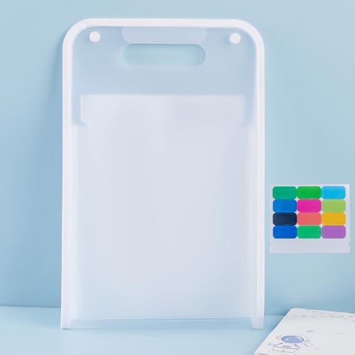 Namzi Erweiterter wasserdichter Ordner, vertikaler A4-Aktenordner mit Griff, tragbar, vertikal, A4, Handgepäcktasche, transparenter Kunststoffumschlag, 2 Stück (Weiß A) von Namzi