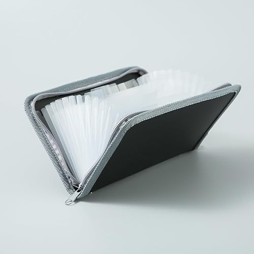 Namzi Fächermappe (21 x 12 cm), A5-Größe, Dokumenten-Organizer, feuerfeste Geldtasche, 13 Taschen, Reißverschluss, tragbar, für Schecks, Rechnungen, Quittungen (grau und transparent) von Namzi