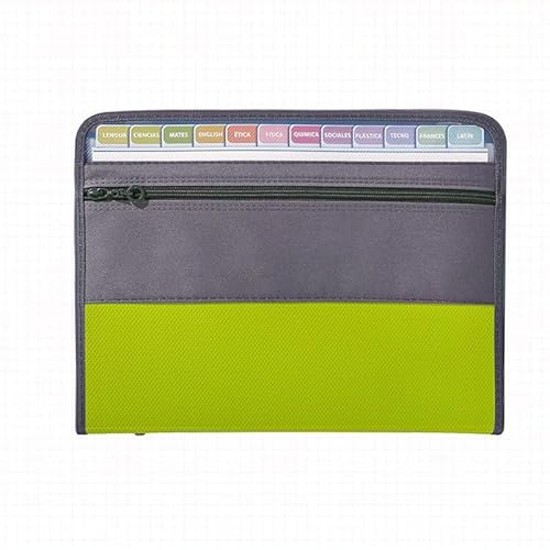 Namzi Fächermappe (35 x 26,5 x 3,5 cm), A4-Größe, Dokumenten-Organizer, feuerfeste Geldtasche, 13 Fächer, Reißverschluss, tragbare Dokumentenmappe, Aufbewahrung für Schecks, Rechnungen (grün) von Namzi