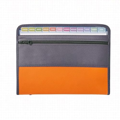 Namzi Fächermappe (35 x 26,5 x 3,5 cm), A4-Größe, Dokumenten-Organizer, feuerfeste Geldtasche, 13 Fächer, Reißverschluss, tragbare Dokumentenmappe, Aufbewahrung für Schecks, Rechnungen (orange) von Namzi
