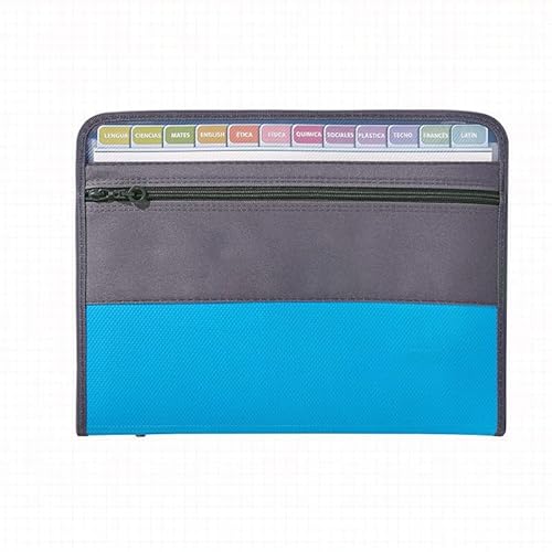 Namzi Fächermappe (35 x 26,5 x 3,5 cm), A4-Größe, Dokumenten-Organizer, feuerfeste Geldtasche, 13 Taschen, Reißverschluss, tragbare Dokumentenmappe, Aufbewahrung für Schecks, Rechnungen (Blau) von Namzi