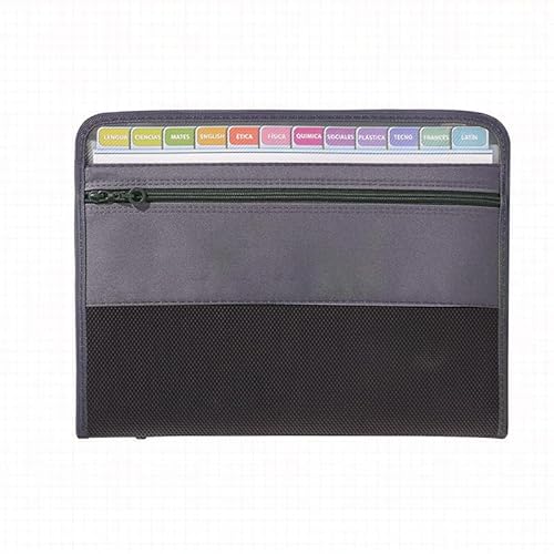 Namzi Fächermappe (35 x 26,5 x 3,5 cm), A4-Größe, Dokumenten-Organizer, feuerfeste Geldtasche, 13 Taschen, Reißverschluss, tragbare Dokumentenmappe, Aufbewahrung für Schecks, Rechnungen (schwarz) von Namzi