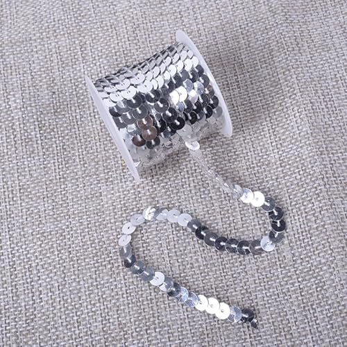 Namzi Flacher Paillettenstreifen, 6 mm, 4,5 m, flach, Paillettenband, metallisch, glänzend, Nähschnur für Meerjungfrauen, Basteln, Verzierungen, Halloween-Kostüm, 10 Stück, silberfarben Namzi Flacher Paillettenstreifen, 6 mm, 4,5 m, flach, Paillettenband, metallisch, glänzend, Nähschnur für Meerjungfrauen, Basteln, Verzierungen, Halloween-Kostüm, 10 Stück, silberfarben von Namzi