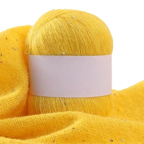 Namzi Gelbes Pailletten-Mohair-Garn, 50 g, Stricken, Häkeln, Schals, glitzerndes Bastelzubehör Namzi Gelbes Pailletten-Mohair-Garn, 50 g, Stricken, Häkeln, Schals, glitzerndes Bastelzubehör von Namzi