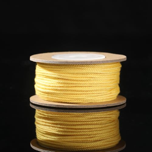 Namzi Gelbes handgesponnenes Baumwollgarn, 2 Rollen, 24 Stränge, 1,2 mm, DIY-Handwerk, Häkeln, Stricken, handgefertigte Projekte von Namzi