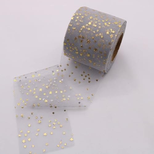 Namzi Graues Garnband, 1 Rolle, bronzierter Stern-Tüll für festliche Dekoration, Blumensträuße, Bastelarbeiten von Namzi