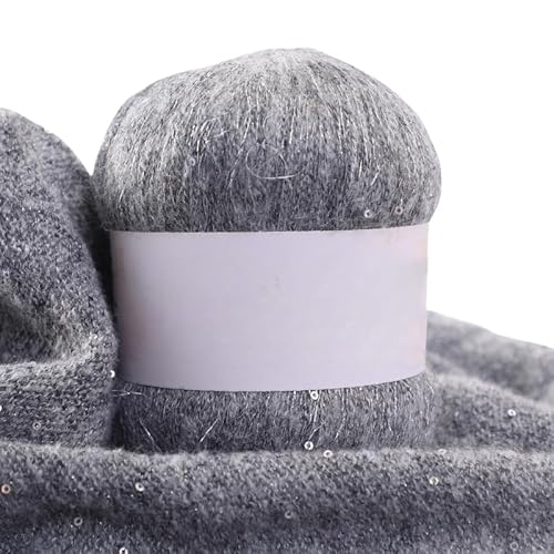 Namzi Graues Pailletten-Mohair-Garn, 50 g, Stricken, Häkeln, Schals, glitzerndes Bastelzubehör Namzi Graues Pailletten-Mohair-Garn, 50 g, Stricken, Häkeln, Schals, glitzerndes Bastelzubehör von Namzi