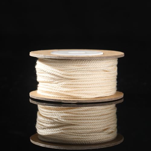 Namzi Handgesponnenes Baumwollgarn, 2 Rollen, 24 Stränge, 1,2 mm, für Bastelarbeiten, Häkeln, Stricken, handgefertigte Projekte, Hellbeige, 2 Rollen von Namzi