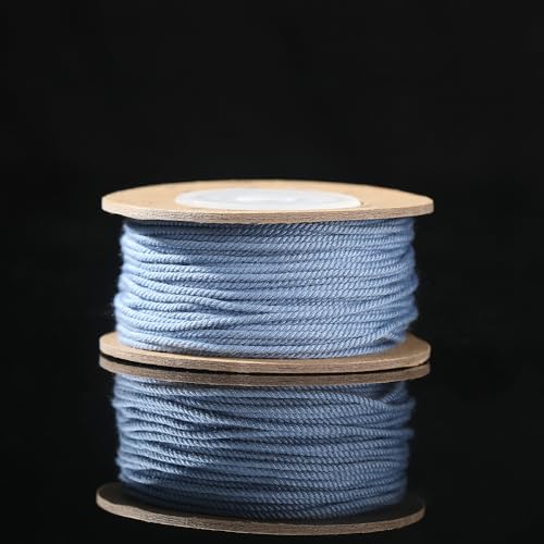 Namzi Handgesponnenes Baumwollgarn, 2 Rollen, 24 Stränge, 1,2 mm, für Bastelarbeiten, Häkeln, Stricken, handgefertigte Projekte, Hellblau von Namzi