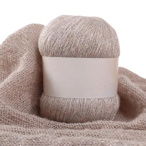 Namzi Helles Khaki-Pailletten-Mohair-Garn, 50 g, Stricken, Häkeln, Schals, glitzerndes Bastelzubehör Namzi Helles Khaki-Pailletten-Mohair-Garn, 50 g, Stricken, Häkeln, Schals, glitzerndes Bastelzubehör von Namzi