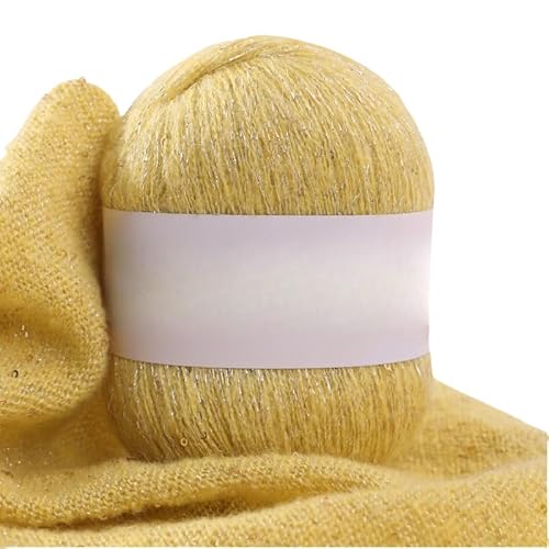 Namzi Hellgelbes Pailletten-Mohair-Garn, 50 g, Stricken, Häkeln, Schals, glitzerndes Bastelzubehör Namzi Hellgelbes Pailletten-Mohair-Garn, 50 g, Stricken, Häkeln, Schals, glitzerndes Bastelzubehör von Namzi