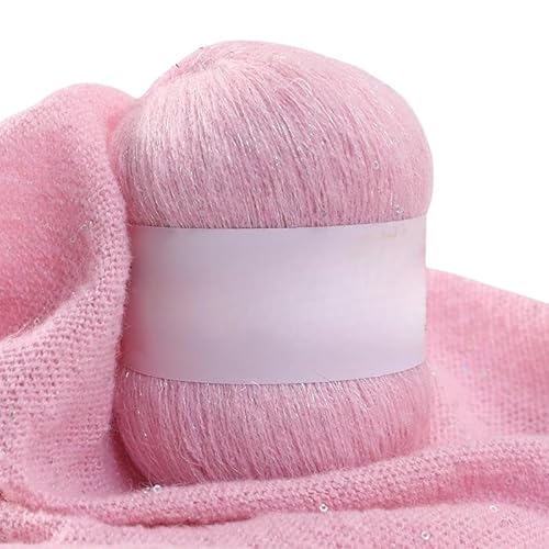 Namzi Hellrosa Pailletten-Mohair-Garn, 50 g, Stricken, Häkeln, Schals, glitzerndes Bastelzubehör Namzi Hellrosa Pailletten-Mohair-Garn, 50 g, Stricken, Häkeln, Schals, glitzerndes Bastelzubehör von Namzi