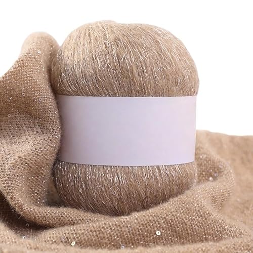 Namzi Khaki-Pailletten-Mohair-Garn, 50 g, Stricken, Häkeln, Schals, glitzerndes Bastelbedarf Namzi Khaki-Pailletten-Mohair-Garn, 50 g, Stricken, Häkeln, Schals, glitzerndes Bastelbedarf von Namzi