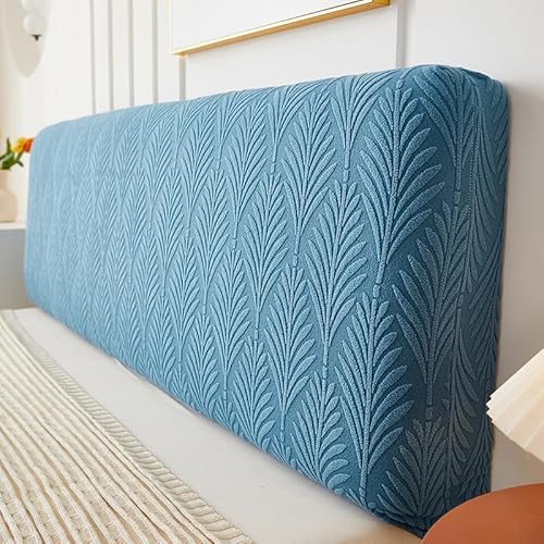 Namzi Kopfteilbezug mit dreidimensionalem Muster, einfacher Plüschstoff, vollständig umwickelte Kopfteil-Rückenlehne, weiche Verpackung, Kopfteil-Schutzhülle, 150 cm lang, 1 Stück (blau) von Namzi