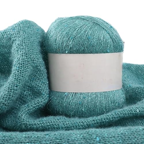 Namzi Lake Blue Pailletten-Mohair-Garn, 50 g, zum Stricken, Häkeln, Schals, glitzerndes Bastelbedarf von Namzi