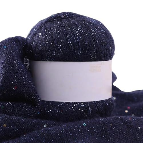 Namzi Marineblaues Pailletten-Mohair-Garn, 50 g, Stricken, Häkeln, Schals, glitzerndes Bastelzubehör Namzi Marineblaues Pailletten-Mohair-Garn, 50 g, Stricken, Häkeln, Schals, glitzerndes Bastelzubehör von Namzi