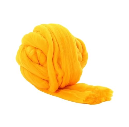 Namzi Merinowolle, 1 kg zum Spinnen, weiches, grobes Jumbo-Garn für Armstricken, Decke, Filzkern, kardierte Füllung, Gelb von Namzi